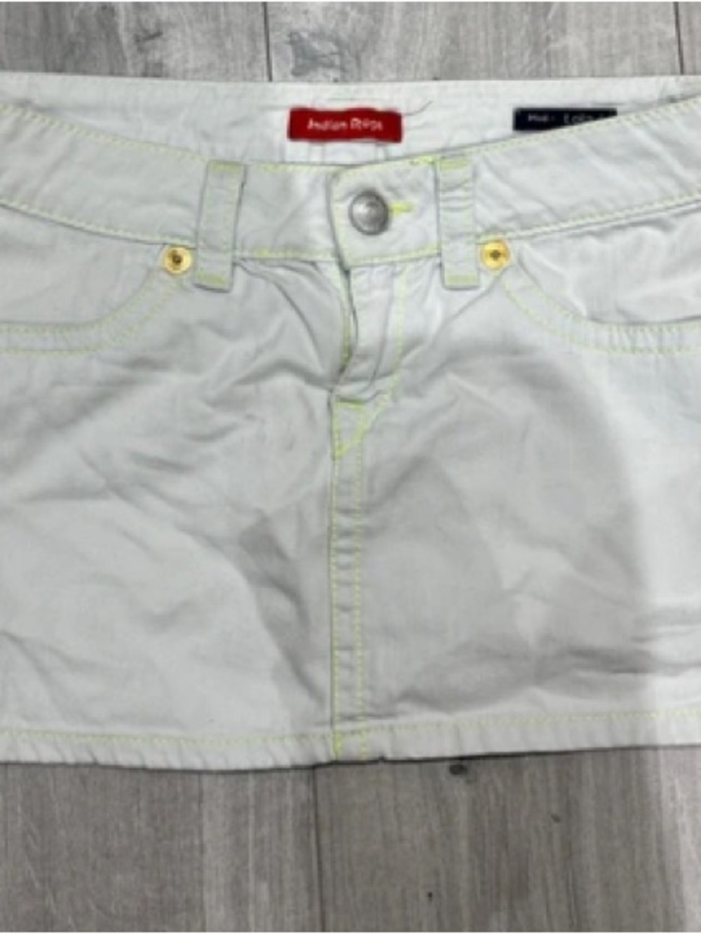 White Mini Skort with Subtle Yellow Stitching -